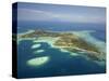 Coral Reef and Malolo Lailai Island, Mamanuca Islands, Fiji-David Wall-Stretched Canvas