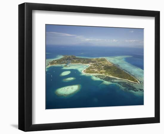 Coral Reef and Malolo Lailai Island, Mamanuca Islands, Fiji-David Wall-Framed Photographic Print