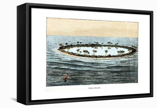 Coral Reef Surrounding a Lagoon-null-Framed Stretched Canvas