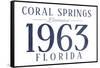 Coral Springs, Florida - Established Date (Blue)-Lantern Press-Framed Stretched Canvas