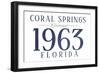 Coral Springs, Florida - Established Date (Blue)-Lantern Press-Framed Art Print