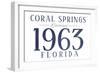 Coral Springs, Florida - Established Date (Blue)-Lantern Press-Framed Art Print