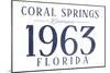 Coral Springs, Florida - Established Date (Blue)-Lantern Press-Mounted Art Print