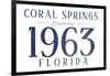 Coral Springs, Florida - Established Date (Blue)-Lantern Press-Framed Art Print