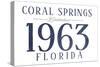 Coral Springs, Florida - Established Date (Blue)-Lantern Press-Stretched Canvas