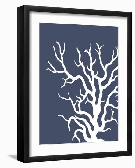 Corals White on Indigo Blue a-Fab Funky-Framed Art Print