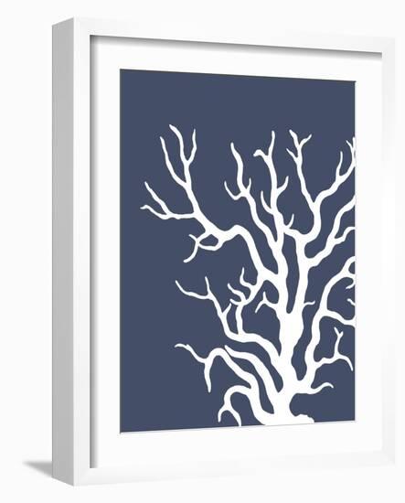 Corals White on Indigo Blue a-Fab Funky-Framed Art Print