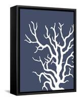 Corals White on Indigo Blue a-Fab Funky-Framed Stretched Canvas