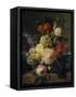 Corbeille de fleurs et grappe de raisin; dit aussi Fleurs et fruits-Jan Frans van Dael-Framed Stretched Canvas