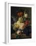 Corbeille de fleurs et grappe de raisin; dit aussi Fleurs et fruits-Jan Frans van Dael-Framed Giclee Print