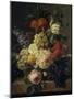 Corbeille de fleurs et grappe de raisin; dit aussi Fleurs et fruits-Jan Frans van Dael-Mounted Giclee Print