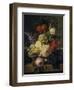 Corbeille de fleurs et grappe de raisin; dit aussi Fleurs et fruits-Jan Frans van Dael-Framed Giclee Print