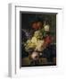 Corbeille de fleurs et grappe de raisin; dit aussi Fleurs et fruits-Jan Frans van Dael-Framed Giclee Print