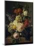 Corbeille de fleurs et grappe de raisin; dit aussi Fleurs et fruits-Jan Frans van Dael-Mounted Giclee Print