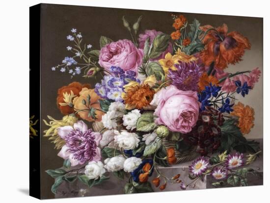 Corbeille de fleurs peintes au naturel-Joseph Nigg-Stretched Canvas