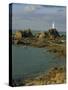 Corbieres Lighthouse, Jersey, Channel Islands, UK, Europe-Jean Brooks-Stretched Canvas