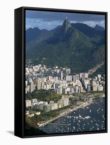 Corcovado Mountain and the Botafogo District of Rio De Janeiro from Sugarloaf Mountain, Brazil-Waltham Tony-Framed Stretched Canvas