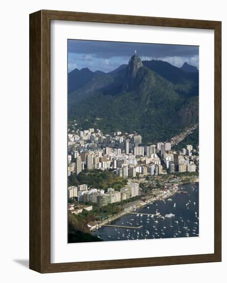 Corcovado Mountain and the Botafogo District of Rio De Janeiro from Sugarloaf Mountain, Brazil-Waltham Tony-Framed Photographic Print