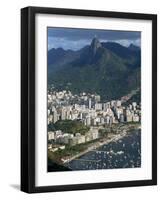 Corcovado Mountain and the Botafogo District of Rio De Janeiro from Sugarloaf Mountain, Brazil-Waltham Tony-Framed Photographic Print