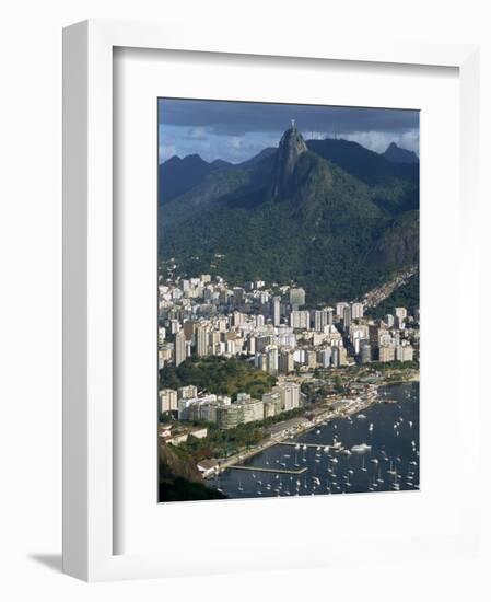 Corcovado Mountain and the Botafogo District of Rio De Janeiro from Sugarloaf Mountain, Brazil-Waltham Tony-Framed Photographic Print