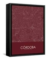 Cordoba, Argentina Red Map-null-Framed Stretched Canvas