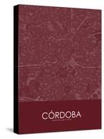 Cordoba, Argentina Red Map-null-Stretched Canvas