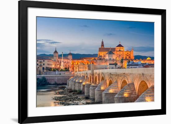 Cordoba, Spain View of the Roman Bridge and Mosque-Cathedral on the Guadalquivir River-Sean Pavone-Framed Photographic Print