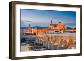 Cordoba, Spain View of the Roman Bridge and Mosque-Cathedral on the Guadalquivir River-Sean Pavone-Framed Photographic Print