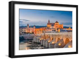 Cordoba, Spain View of the Roman Bridge and Mosque-Cathedral on the Guadalquivir River-Sean Pavone-Framed Photographic Print