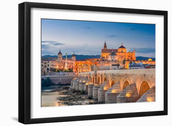 Cordoba, Spain View of the Roman Bridge and Mosque-Cathedral on the Guadalquivir River-Sean Pavone-Framed Photographic Print