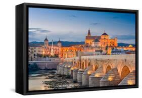 Cordoba, Spain View of the Roman Bridge and Mosque-Cathedral on the Guadalquivir River-Sean Pavone-Framed Stretched Canvas