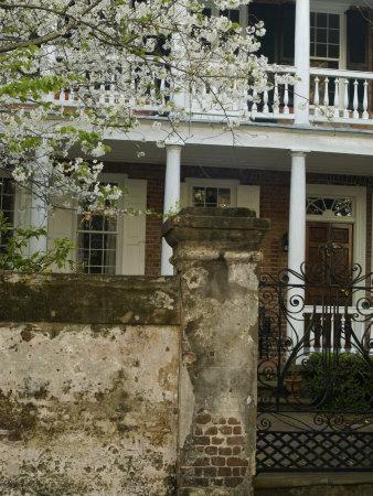 House front with balcony, Charleston, South Carolina, USA