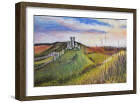 Corfe Castle,  pastel-Margo Starkey-Framed Giclee Print