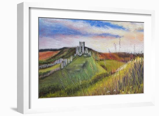 Corfe Castle,  pastel-Margo Starkey-Framed Giclee Print