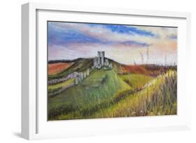 Corfe Castle,  pastel-Margo Starkey-Framed Giclee Print