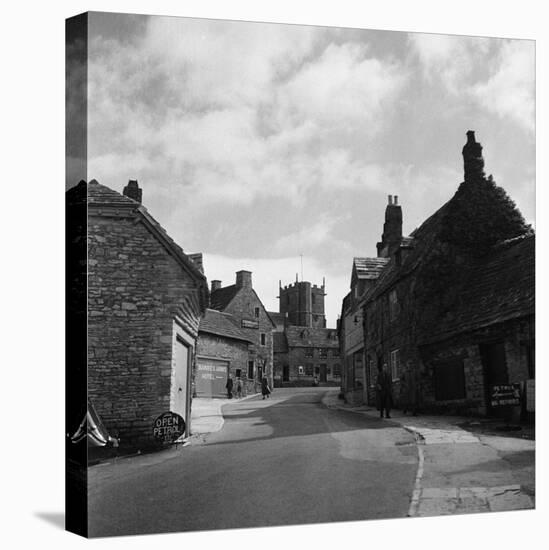 Corfe Castle Village-Staff-Stretched Canvas