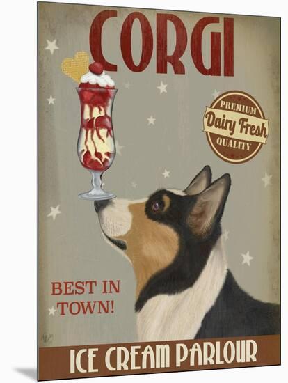 Corgi, Black and Tan, Ice Cream-Fab Funky-Mounted Art Print