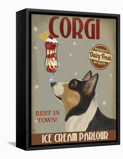 Corgi, Black and Tan, Ice Cream-Fab Funky-Framed Stretched Canvas