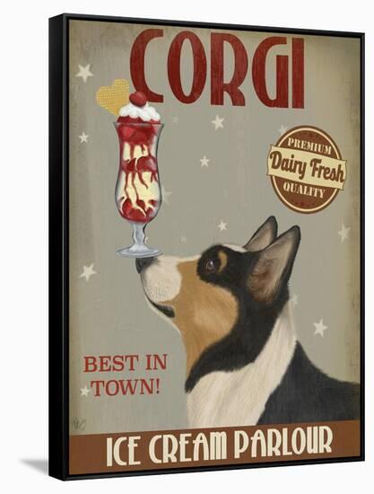 Corgi, Black and Tan, Ice Cream-Fab Funky-Framed Stretched Canvas