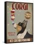 Corgi, Black and Tan, Ice Cream-Fab Funky-Framed Stretched Canvas