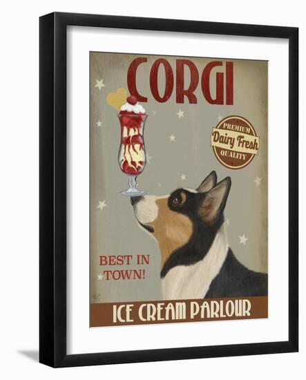 Corgi, Black and Tan, Ice Cream-Fab Funky-Framed Art Print