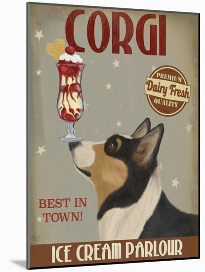 Corgi, Black and Tan, Ice Cream-Fab Funky-Mounted Art Print