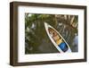 Corgi Dog in a Decked Expedition Canoe on a Lake in Colorado, a Distorted Wide Angle Fisheye Lens P-PixelsAway-Framed Photographic Print