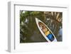 Corgi Dog in a Decked Expedition Canoe on a Lake in Colorado, a Distorted Wide Angle Fisheye Lens P-PixelsAway-Framed Photographic Print