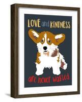 Corgi Love and Kindness-Ginger Oliphant-Framed Art Print