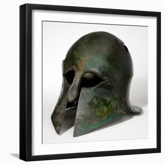 Corinthian Helmet, 550-450 BCE (Bronze)-Greek school-Framed Giclee Print