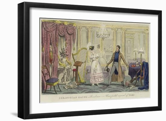 Corinthian Kate's Residence - Unexpected Arrival of Tom!-Isaac Robert Cruikshank-Framed Giclee Print