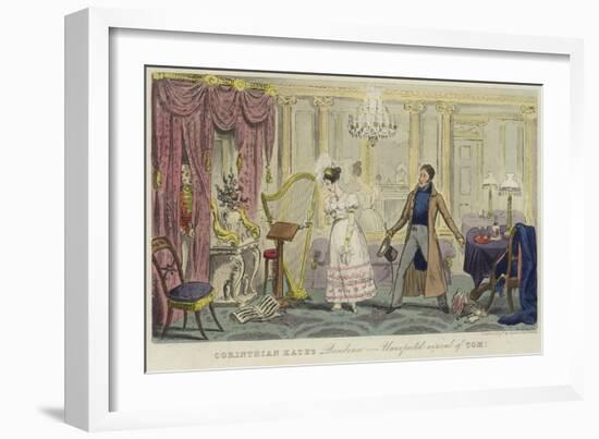 Corinthian Kate's Residence - Unexpected Arrival of Tom!-Isaac Robert Cruikshank-Framed Giclee Print