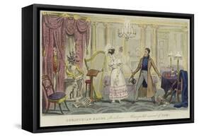 Corinthian Kate's Residence - Unexpected Arrival of Tom!-Isaac Robert Cruikshank-Framed Stretched Canvas