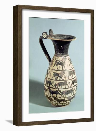 Corinthian Oinochoe Decorated with Lions, from Vulci, C.530-520 BC (Ceramic)-Greek-Framed Giclee Print